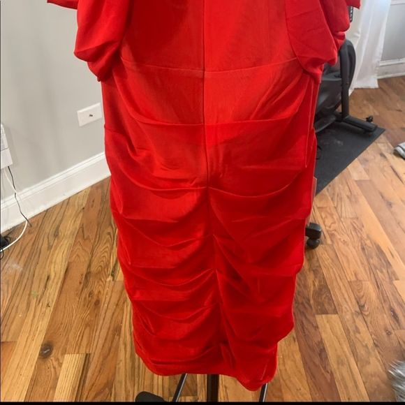 🔥Red Off Shoulder Mesh Corset Dress - Picture 16 of 16